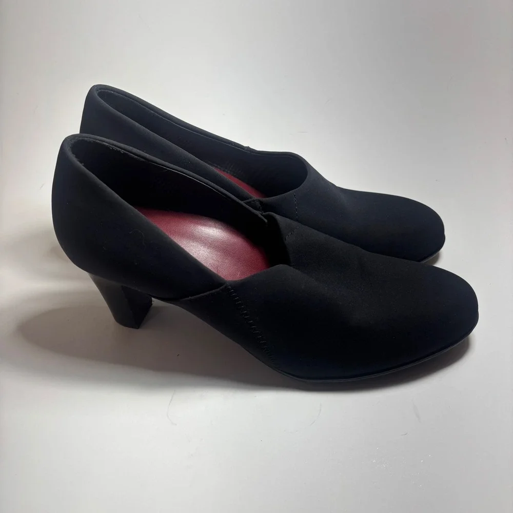 Abeo Viera AV52316 Black Textile Block Heel Pumps Womens 9N B.I.O.system Narrow